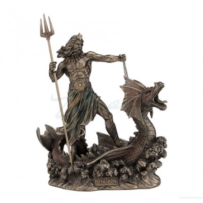 Poseidon With Trident Standing On Hippocampus Statue *GREAT HOLIDAY GIFT! 773822040645  192627575688